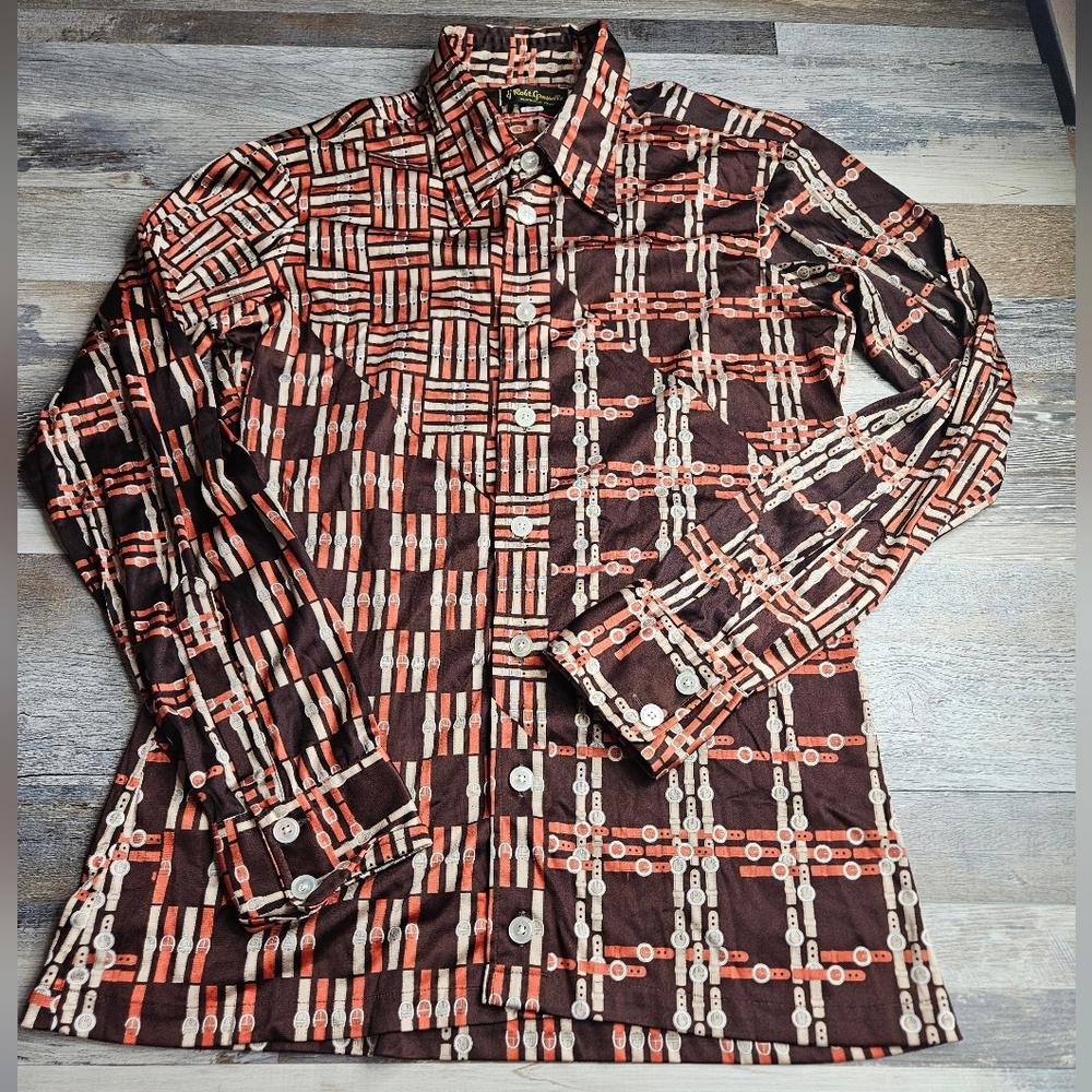 Robt Grasselle Robert Long Sleeve Button Front Shirt Large Vintage